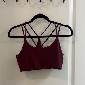Women's Burgundy Fabletics Strappy Sports Bra